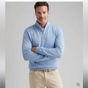 Peter Millar Men's Cottage Blue Crown Soft 1/4 Zip Pullover Sweater Size XXL
